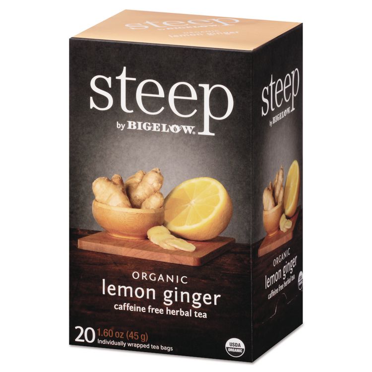 Bigelow steep Tea, Lemon Ginger, 1.6 oz Tea Bag, 20/Box (BTC17704)