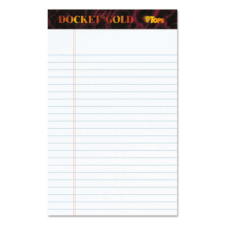TOPS Docket Gold Ruled Perforated Pads, Narrow Rule, 50 White 5 x 8 Sheets, 12/Pack (TOP63910)
