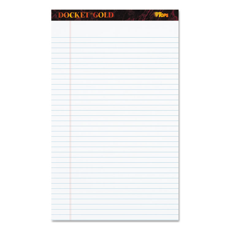 TOPS Docket Gold Ruled Perforated Pads, Wide/Legal Rule, 50 White 8.5 x 14 Sheets, 12/Pack (TOP63990)