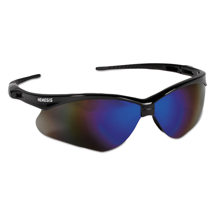 KleenGuard Nemesis Safety Glasses, Black Frame, Blue Mirror Lens (ANS14481)