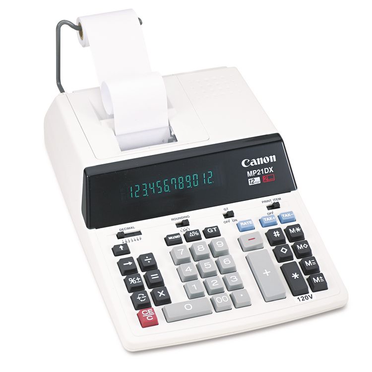 Canon MP21DX 12-Digit Ribbon Printing Calculator, Black/Red Print, 3.5 Lines/Sec (CNMMP21DX)