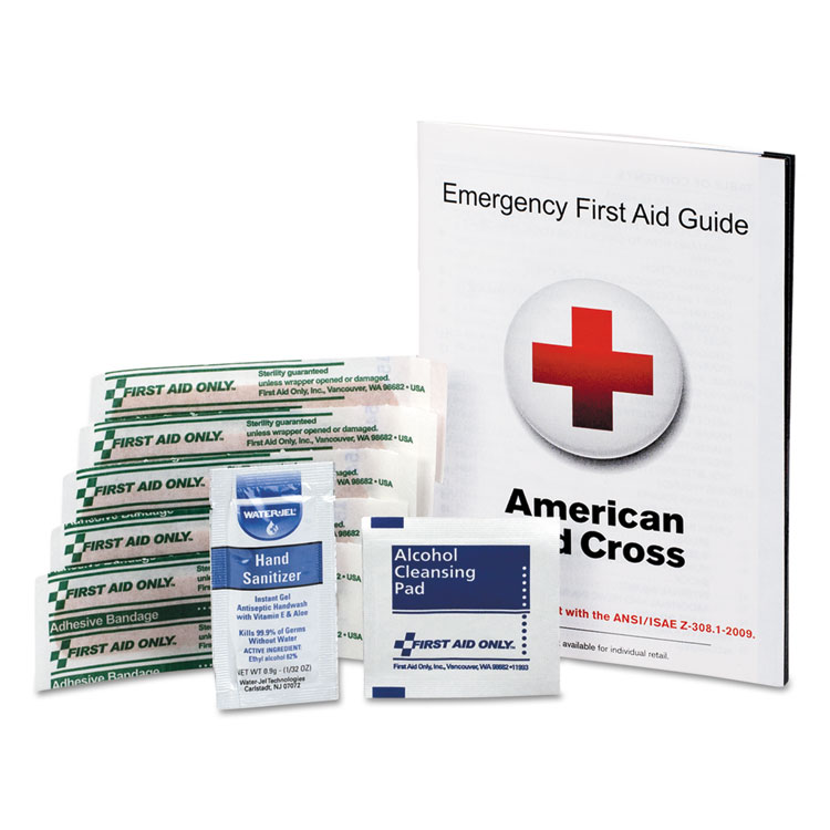 First Aid Only First Aid Guide w/Supplies, 9 Pieces (FAOFAE6017)