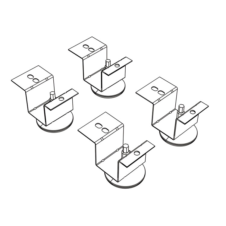 HON Brigade Pedestal Adjustable Glides, Rigid Mount Plate, 2" x 2" Glide, Black, 4/Set (HON20040AG)