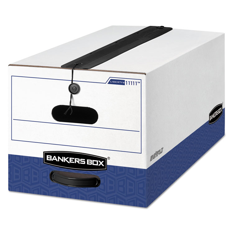 Bankers Box LIBERTY Plus Heavy-Duty Strength Storage Boxes, Letter Files, 12.25" x 24.13" x 10.75", White/Blue, 12/Carton (FEL11111)
