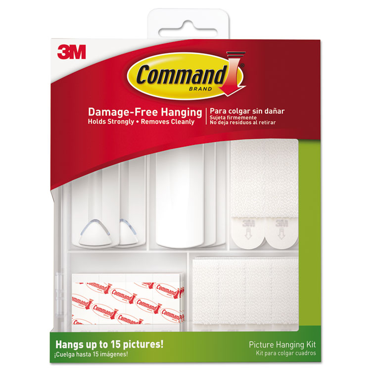Command Picture Hanging Kit, Assorted Sizes, Plastic, White/Clear, 1 lb; 4 lb; 5 lb Capacities 38 Pieces/Pack (MMM17213ES)