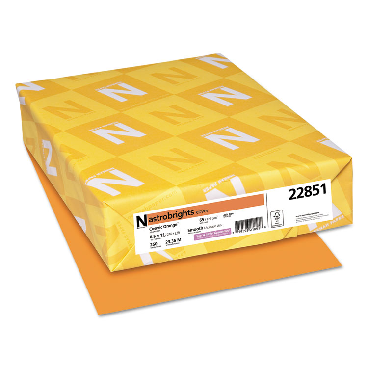 Astrobrights Color Cardstock, 65 lb Cover Weight, 8.5 x 11, Cosmic Orange, 250/Pack (WAU22851)