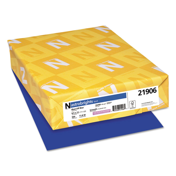 Astrobrights Color Paper, 24 lb Bond Weight, 8.5 x 11, Blast-Off Blue, 500/Ream (WAU21906)