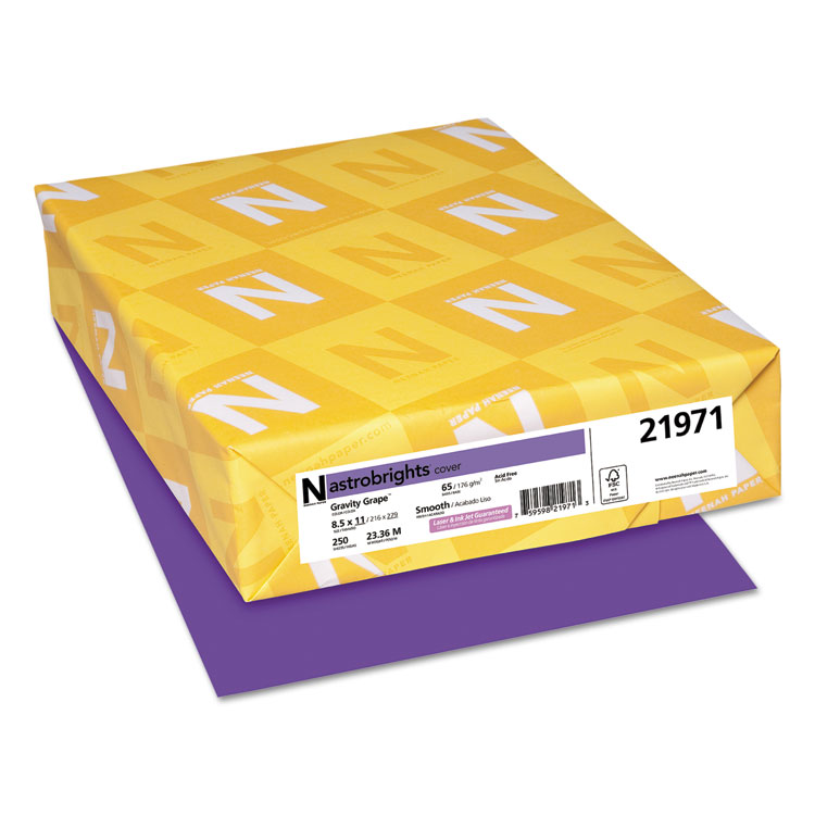Astrobrights Color Cardstock, 65 lb Cover Weight, 8.5 x 11, Gravity Grape, 250/Pack (WAU21971)