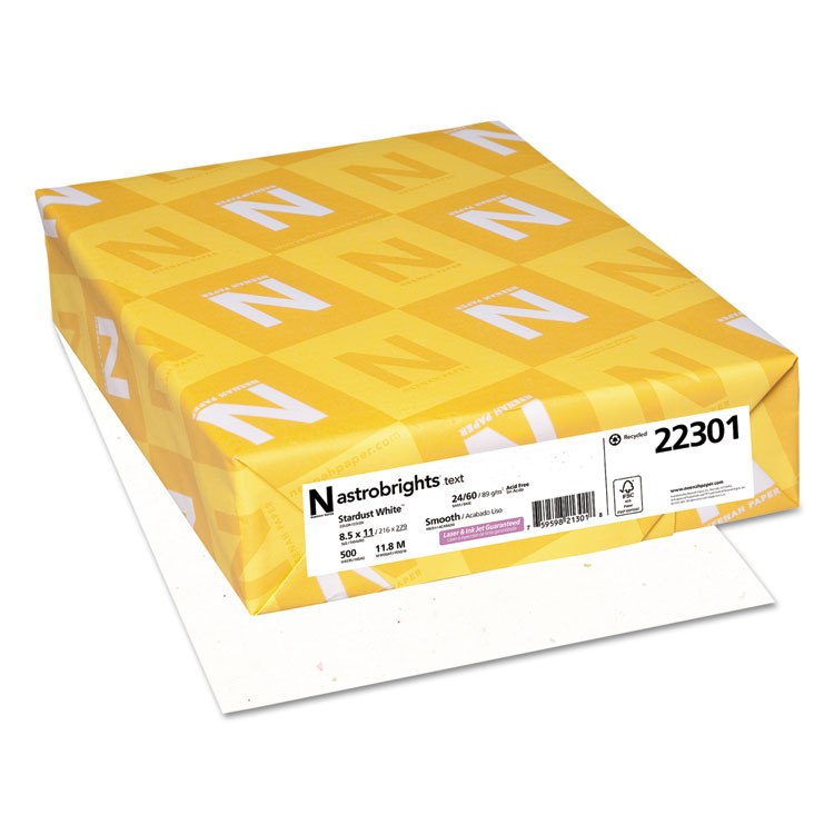 Astrobrights Color Paper, 24 lb Bond Weight, 8.5 x 11, Stardust White, 500 Sheets/Ream (WAU22301)