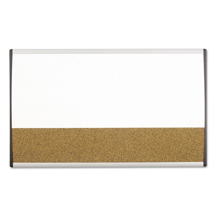 Quartet ARC Frame Cubicle Board, Combo Dry Erase/Cork Bulletin, 30" x 18", Tan/White Surface, Satin Aluminum Frame (QRTARCCB3018)