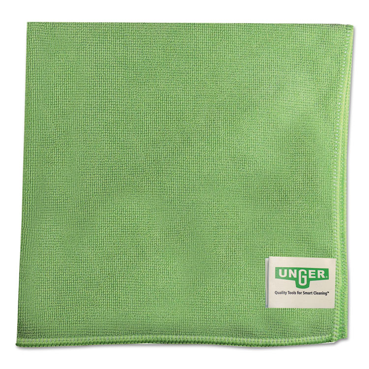 Unger SmartColor MicroWipes, Microfiber, 16 x 15, Green, 10/Pack (UNGMF400PK)