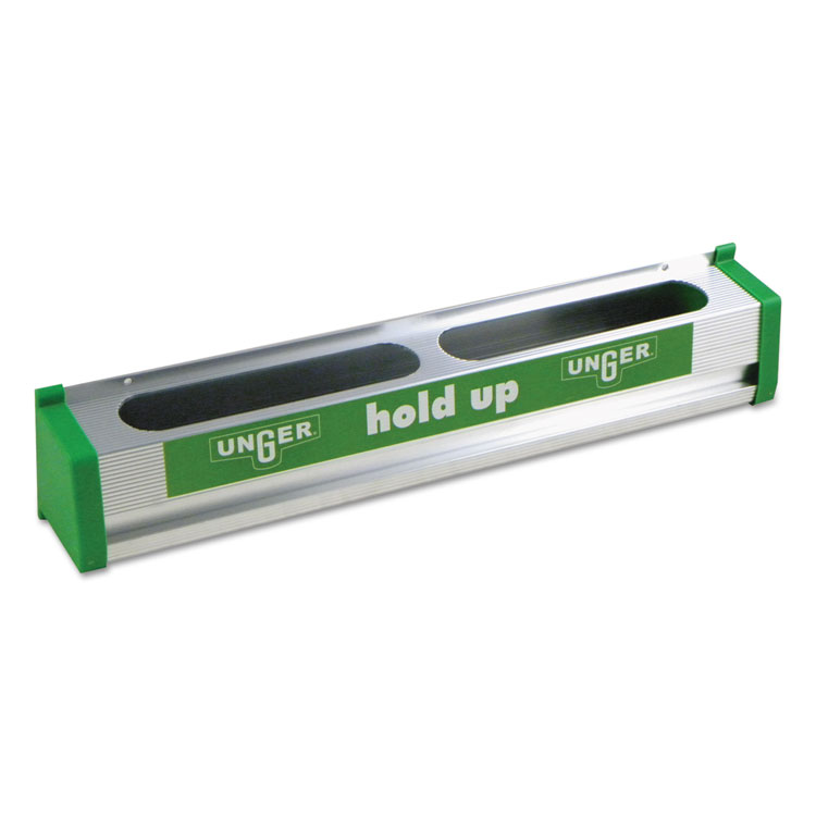 Unger Hold Up Aluminum Tool Rack, 18w x 3.5d x 3.5h, Aluminum/Green (UNGHU45)