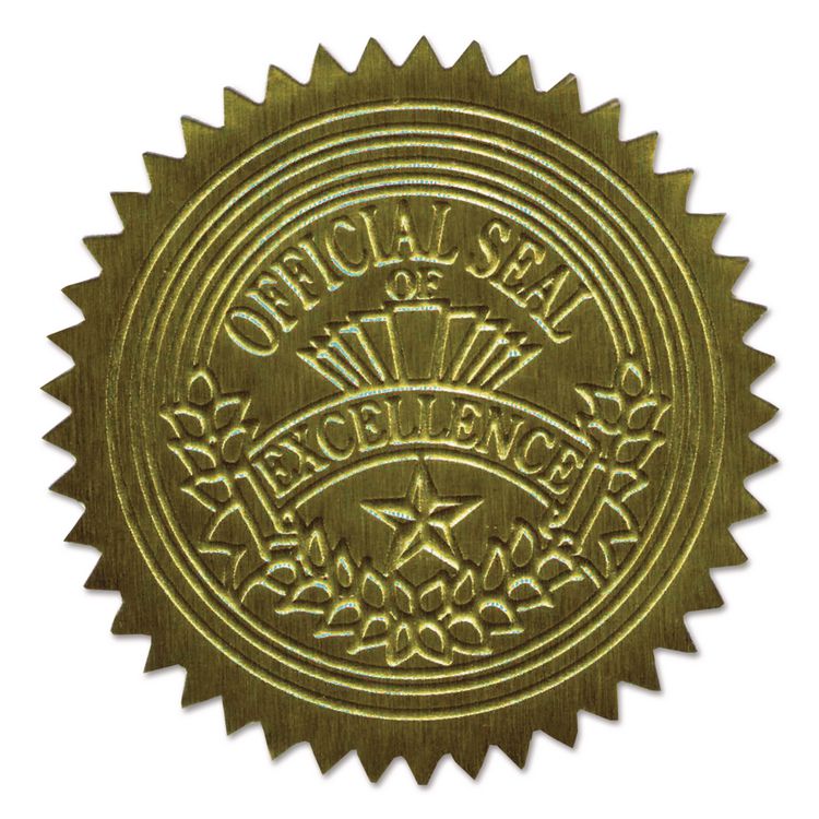 Geographics Self-Adhesive Embossed Seals, 2" dia, Gold, 20/Sheet, 5 Sheets/Pack (GEO20014)