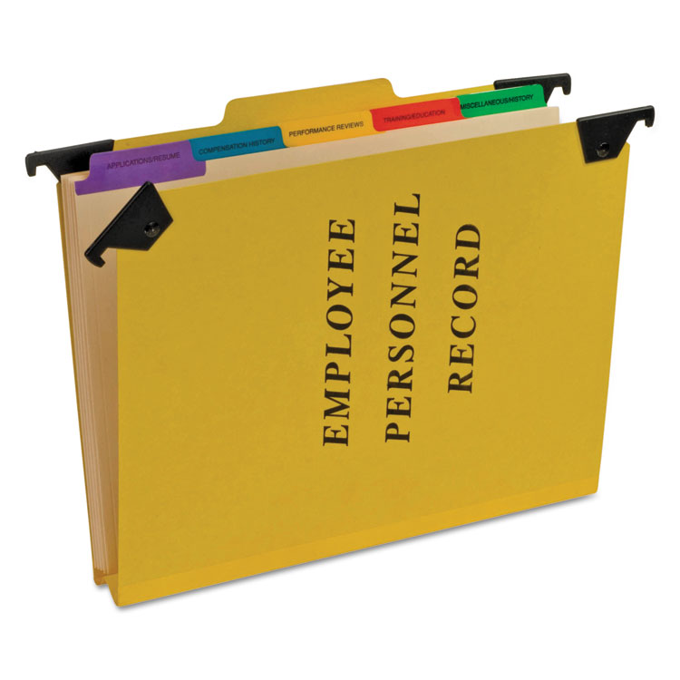 Pendaflex Hanging-Style Personnel Folders, 5 Dividers with 1/5-Cut Tabs, Letter Size, 1/3-Cut Exterior Tabs, Yellow (PFXSER2YEL)