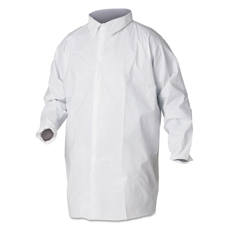 KleenGuard A40 Liquid and Particle Protection Lab Coats, X-Large, White, 30/Carton (ANS44444)