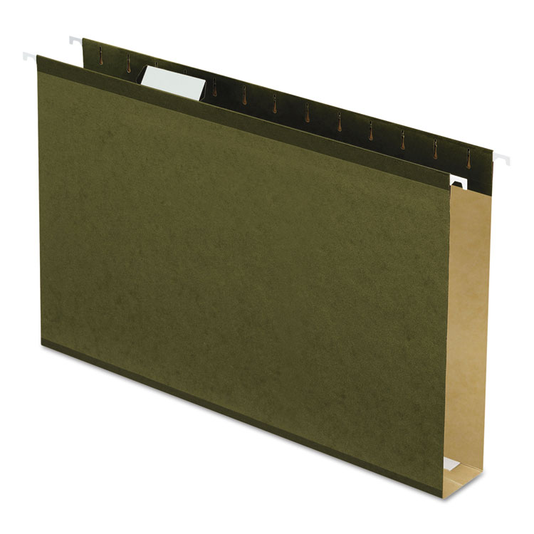 Pendaflex Extra Capacity Reinforced Hanging File Folders with Box Bottom, 2" Capacity, Legal Size, 1/5-Cut Tabs, Green, 25/Box (PFX4153X2)