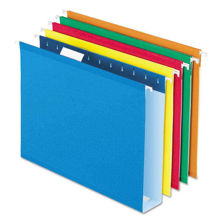 Pendaflex Extra Capacity Reinforced Hanging File Folders with Box Bottom, 2" Capacity, Letter Size, 1/5-Cut Tab, Assorted Colors,25/BX (PFX4152X2ASST)