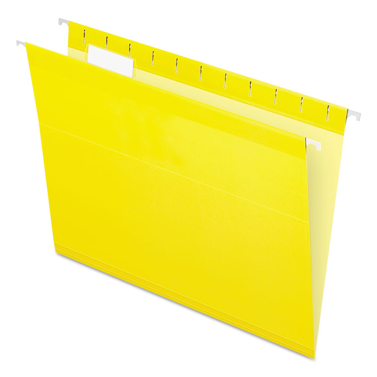 Pendaflex Colored Reinforced Hanging Folders, Letter Size, 1/5-Cut Tabs, Yellow, 25/Box (PFX415215YEL)