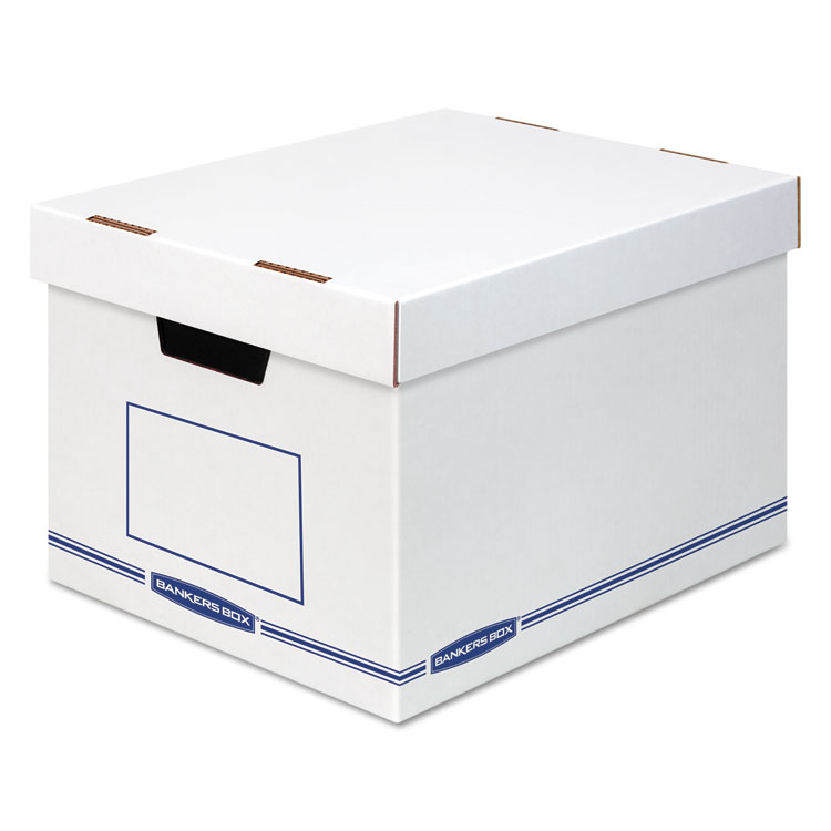 Bankers Box Organizer Storage Boxes, X-Large, 12.75" x 16.5" x 10.5", White/Blue, 12/Carton (FEL4662401)