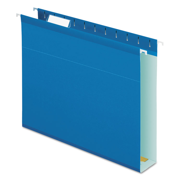 Pendaflex Extra Capacity Reinforced Hanging File Folders with Box Bottom, 2" Capacity, Letter Size, 1/5-Cut Tabs, Blue, 25/Box (PFX4152X2BLU)