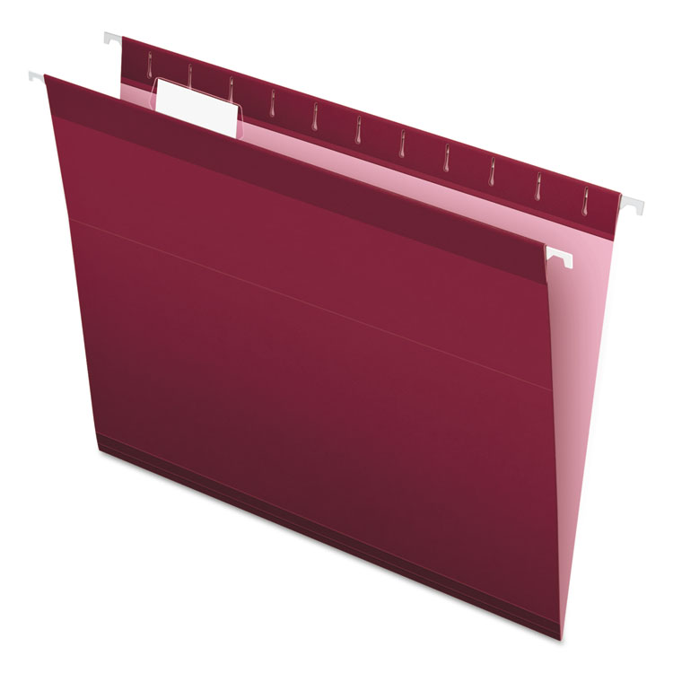 Pendaflex Colored Reinforced Hanging Folders, Letter Size, 1/5-Cut Tabs, Burgundy, 25/Box (PFX415215BUR)