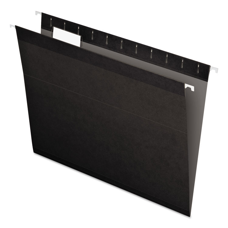 Pendaflex Colored Reinforced Hanging Folders, Letter Size, 1/5-Cut Tabs, Black, 25/Box (PFX415215BLA)