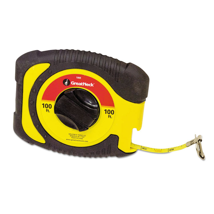 Great Neck English Rule Measuring Tape, 0.38" x 100 ft, Steel, Yellow (GNS100E)