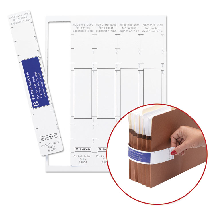 Smead Viewables Pocket Label Pulls, 1.63 x 10.13, White, 5/Sheet, 9 Sheets/Pack (SMD68001)