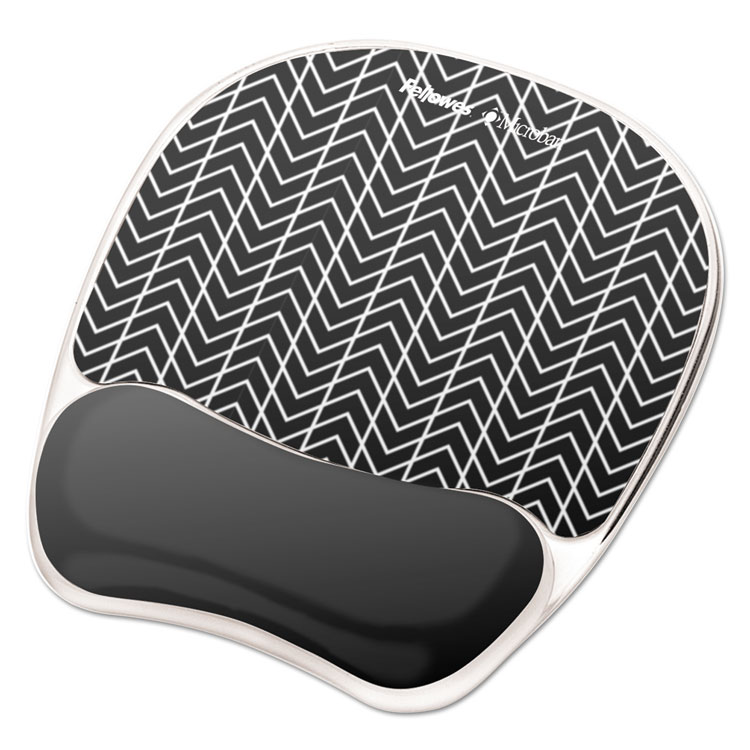 Fellowes Photo Gel Mouse Pad with Wrist Rest with Microban Protection, 7.87 x 9.25, Chevron Design (FEL9549901)