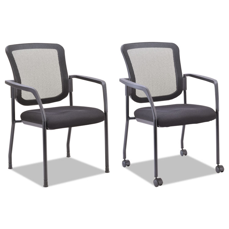 Alera Alera Elusion Series Mesh Back Stacking Guest Chair, 26" x 25.6" x 36.2", Black Seat, Black Back, Black Base (ALEEL4314)