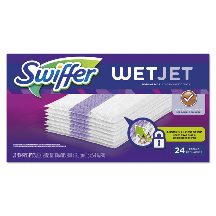 Swiffer WetJet System Refill Cloths, 11.3" x 5.4", White, 24/Box (PGC08443)