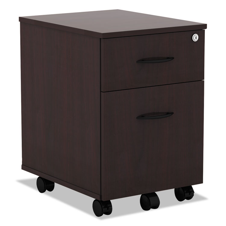 Alera Alera Valencia Series Mobile Pedestal, Left or Right, 2-Drawers: Box/File, Legal/Letter, Mahogany, 15.88" x 19.13" x 22.88" (ALEVABFMY)