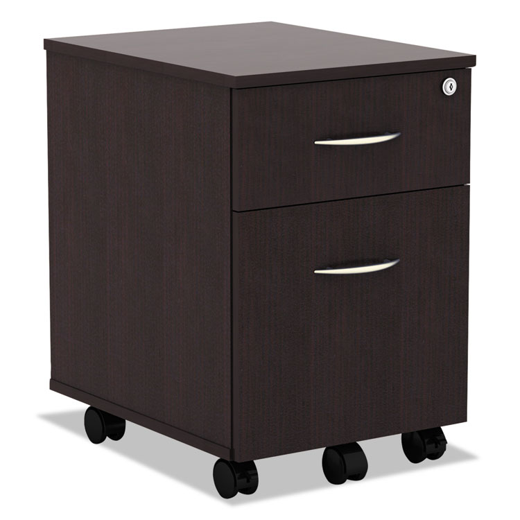 Alera Alera Valencia Series Mobile Pedestal, Left or Right, 2-Drawers: Box/File, Legal/Letter, Espresso, 15.88" x 19.13" x 22.88" (ALEVABFES)