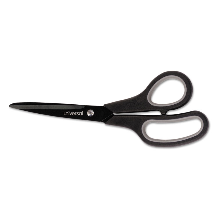 Universal Industrial Carbon Blade Scissors, 8" Long, 3.5" Cut Length, Offset Black/Gray Handle (UNV92021)