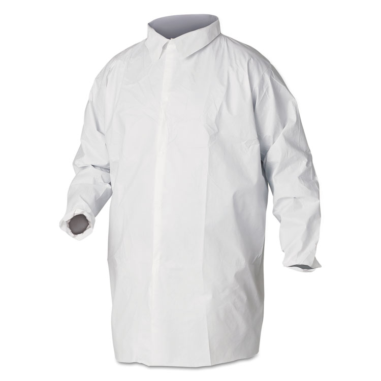 KleenGuard A40 Liquid and Particle Protection Lab Coats, 2X-Large, White, 30/Carton (ANS44445)