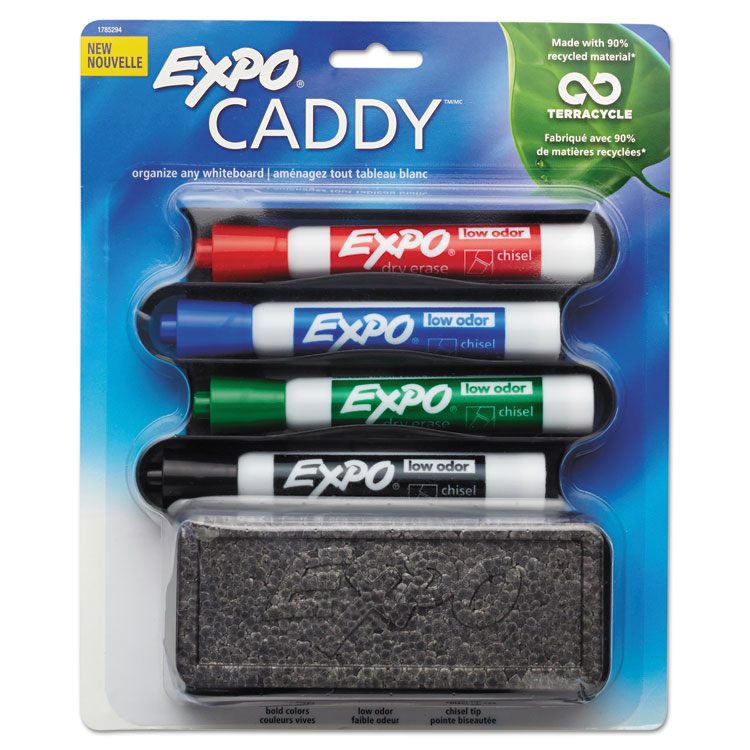 EXPO Whiteboard Caddy Set, Broad Chisel Tip, Assorted Colors, 4/Set (SAN1785294A)