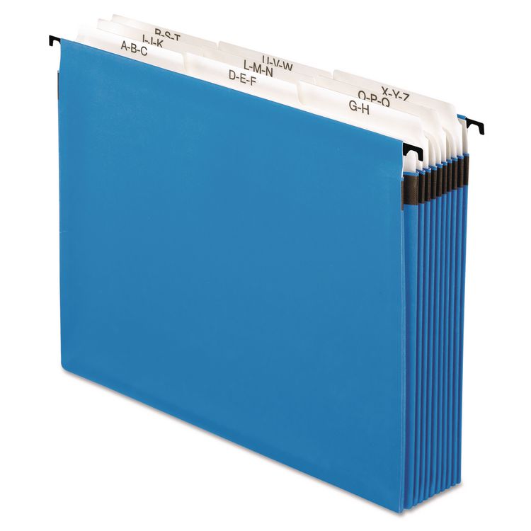 Pendaflex SureHook Nine-Section Hanging Folder, 9 Sections, 5.25" Capacity, Letter Size, 1/5-Cut Tabs, Blue (PFX59225)