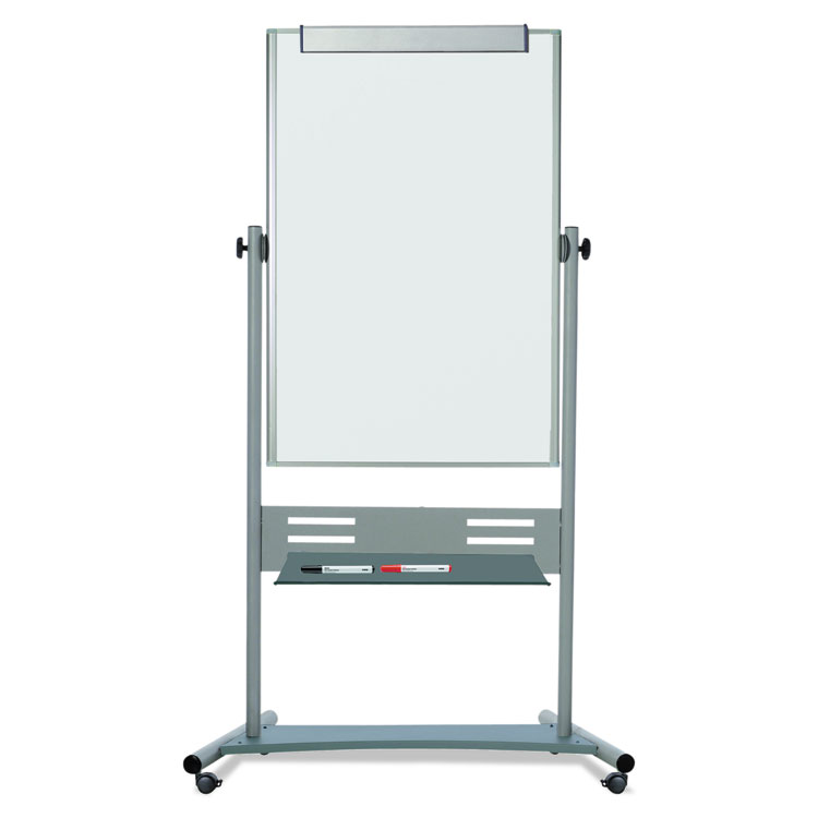 MasterVision Revolver Easel, Vertical Orientation, 35.4" x 47.2", White Surface, Satin Aluminum Frame (BVCQR5203)