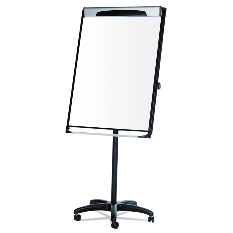 MasterVision Platinum Mobile Easel, 29" x 41", White Surface, Black Plastic Frame (BVCEA48066720)