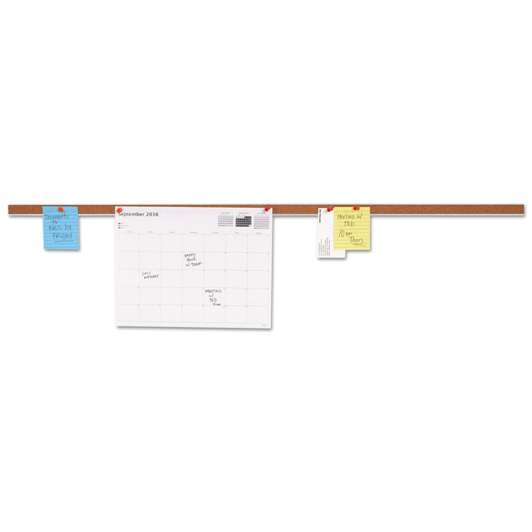 Universal Cork Bulletin Bar, 1" x 36", Brown/Silver (UNV43436)