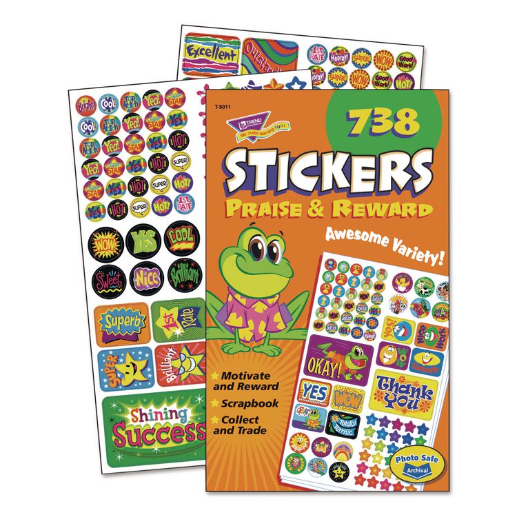 TREND Sticker Assortment Pack, Frogs, Starts, Thank You!, Assorted Colors, 738/Pad (TEP5011)