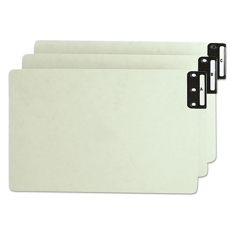 Smead 100% Recycled End Tab Pressboard Guides with Metal Tabs, 1/3-Cut End Tab, A to Z, 8.5 x 14, Green, 25/Set (SMD63276)