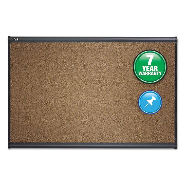 Quartet Prestige Colored Cork Bulletin Board, 48" x 36", Brown Surface, Graphite Gray Fiberboard/Plastic Frame (QRTB244G)