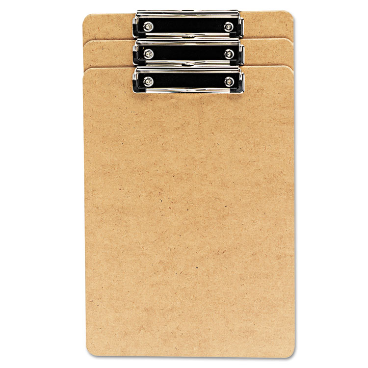 UNV05563 - Universal Hardboard Clipboard with Low-Profile Clip, 0.5" Clip Capacity, Holds 8.5 x 14 Sheets, Brown, 3/Pack (UNV05563)