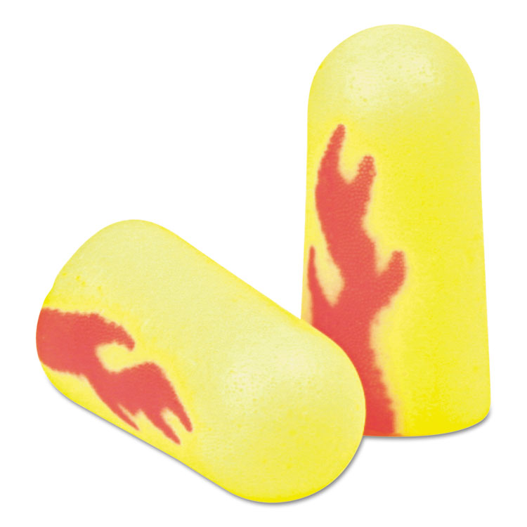3M E-A-Rsoft Blasts Earplugs, Cordless, Foam, Yellow Neon/Red Flame, 200 Pairs/Box (MMM3121252)