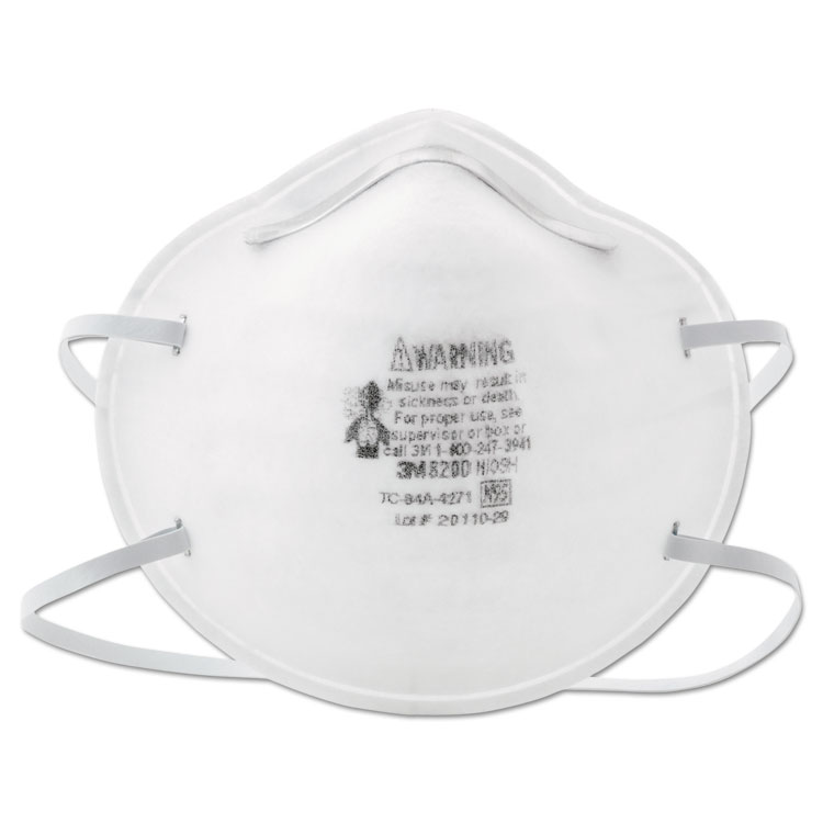 3M N95 Particle Respirator 8200 Mask, Standard Size, 20/Box (MMM8200)