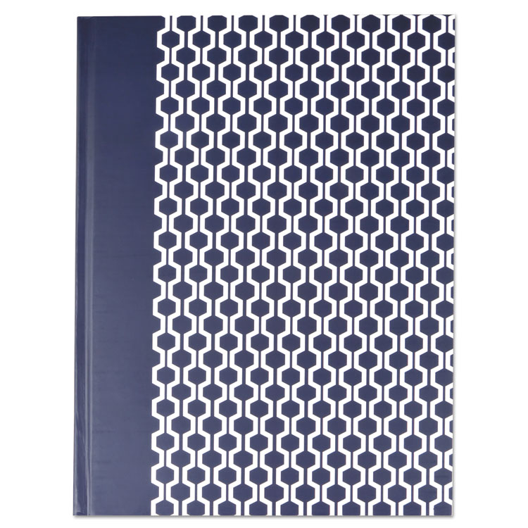 Universal Casebound Hardcover Notebook, 1-Subject, Wide/Legal Rule, Dark Blue/White Cover, (150) 10.25 x 7.63 Sheets (UNV66351)