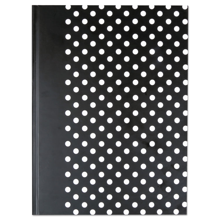 Universal Casebound Hardcover Notebook, 1-Subject, Wide/Legal Rule, Black/White Cover, (150) 10.25 x 7.63 Sheets (UNV66350)