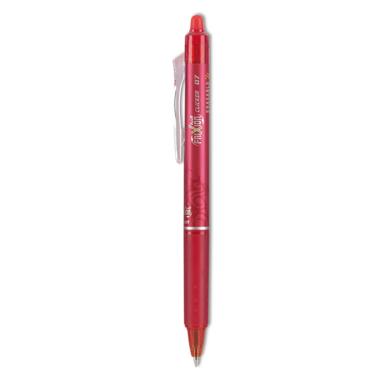 Pilot FriXion Clicker Erasable Gel Pen, Retractable, Fine 0.7 mm, Red Ink, Red Barrel (PIL31452)