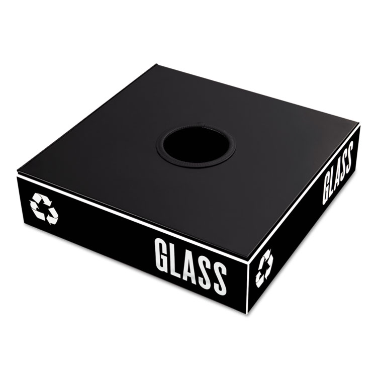 Safco Public Square Recycling Container Lid, Circular Opening, 15.25w x 15.25d x 2h, Black (SAF2988BL)